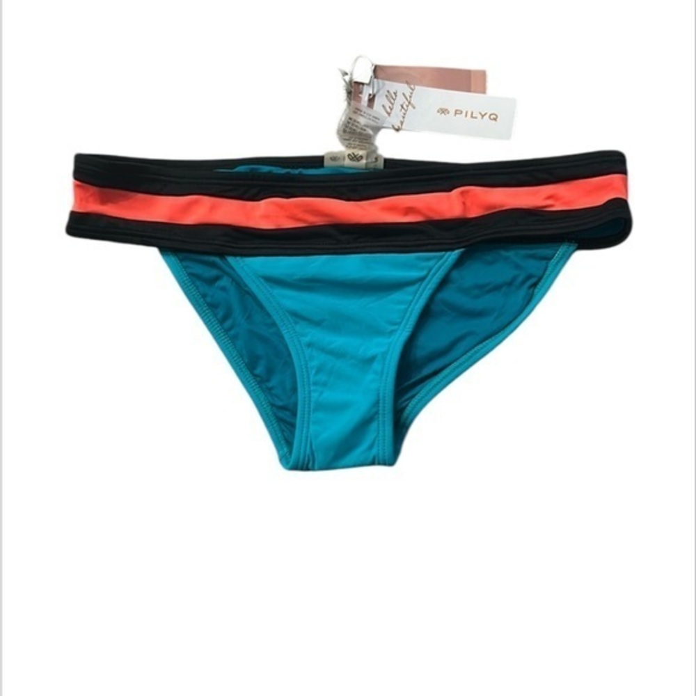 PILYQ Lagoon banded color block full cut bikini swim bottom size small